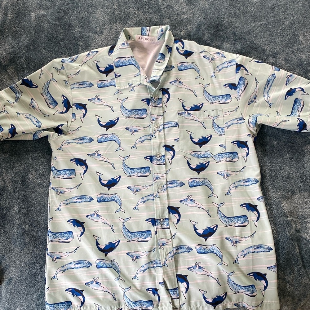 COPY - Large Men’s Whale Print Button down shirt.